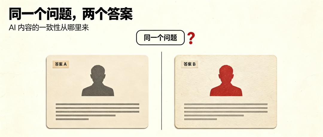 同一个问题2个答案-AI内容的一致性从哪里来