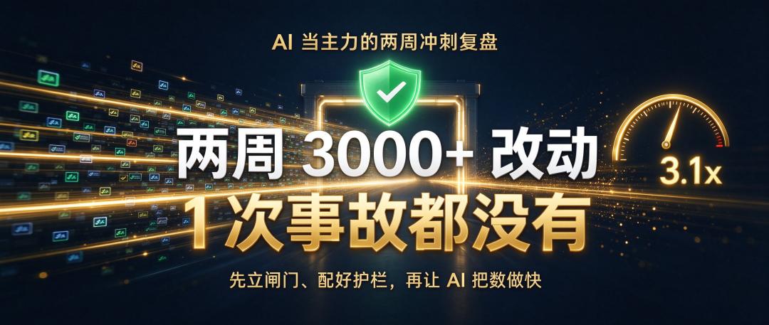 两周3000多个改动，1次事故都没有
