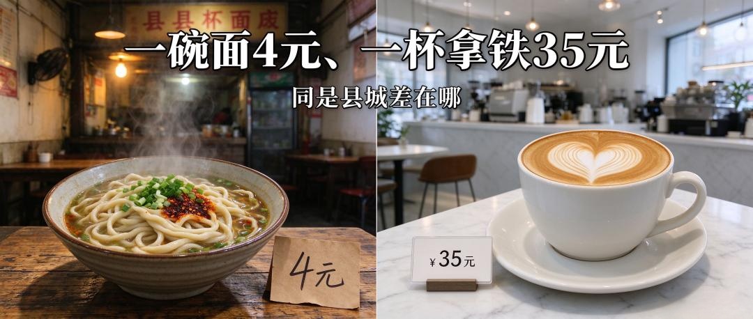 一碗面4元、一杯拿铁35元，同是县城差在哪